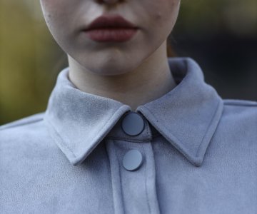 016-Kadın Cep Detaylı Süet Gömlek