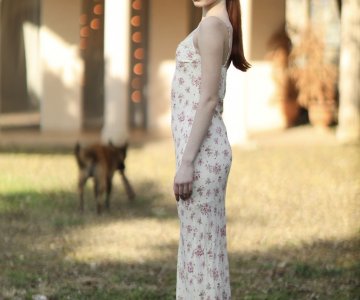 029- Kadın Askılı Uzun Çiçekli Elbise