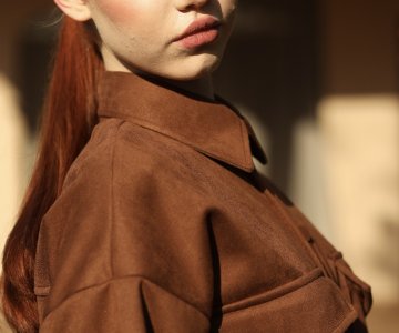 019-Kadın Taba Cep Detaylı Süet Gömlek 