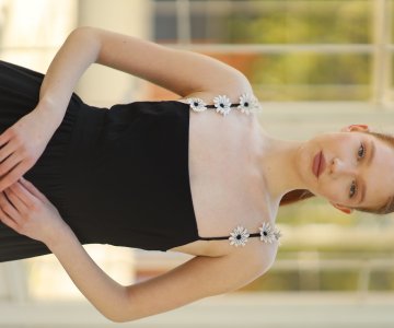 035- Kadın Çiçek Detaylı Askılı Uzun Elbise 