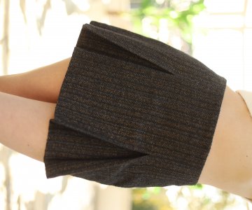 037- Kadın Balık Sırtı Desenli Pileli Mini Etek