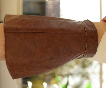 032- Kadın Taba Deri Mini Etek