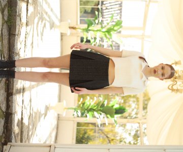 037- Kadın Balık Sırtı Desenli Pileli Mini Etek