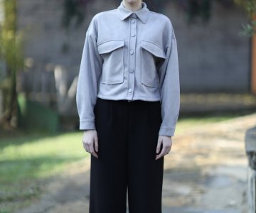 016-Kadın Cep Detaylı Süet Gömlek