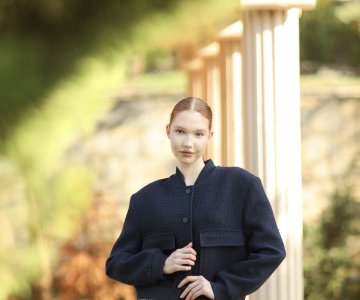 025 - Kadın Lacivert Cepli Kısa Ceket 