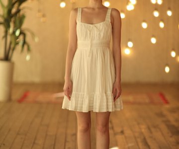 026 - Kadın Beyaz Askılı Mini Elbise 