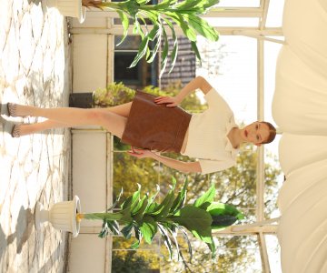 032- Kadın Taba Deri Mini Etek