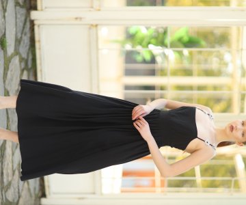 035- Kadın Çiçek Detaylı Askılı Uzun Elbise 