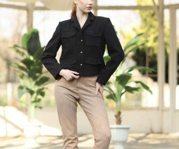 021-Kadın Çok Cepli Kaşe Ceket 